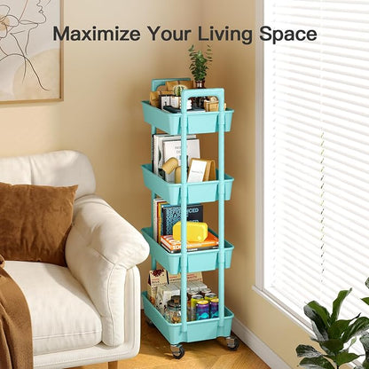 Pipishell 4 Tier Rolling Cart Organizer, Plastic Rolling Cart - Image 5
