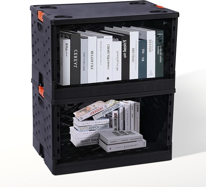 Collapsible Storage Bin with Lid Heavy Duty 16 Gallon Stackable Milk Crate | - Image 5