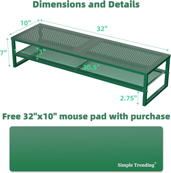 Simple Trending 2 Tier Metal Dual Monitor Stand Riser, Computer Office Desktop - Image 6