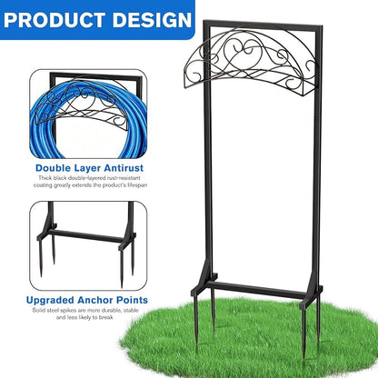 Garden Hose Holder, Freestanding Hose Reel Stand 4 Spikes, Heavy Duty Water - Image 3