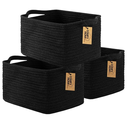 COMFY-HOMI 3PACK Cotton Rope Woven Basket by COMFY-HOMI