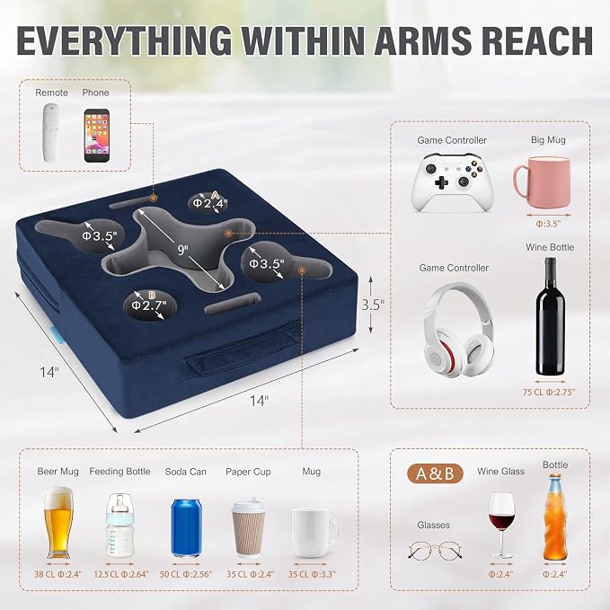 Couch Cup Holder-Sofa Cup Holder Pillow Tray Caddy Cupholder - Image 4