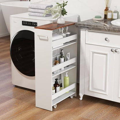 LOKO 4-Tier Rolling Storage Cart, 8 Inches Slim Kitchen Cart on Wheels - Image 3