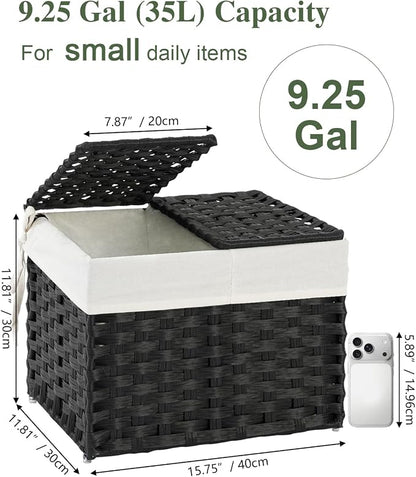 SETVSON Storage Basket with Lid, 2-Lid PE Rattan Storage Bin, 2 Separate Lids - Image 2