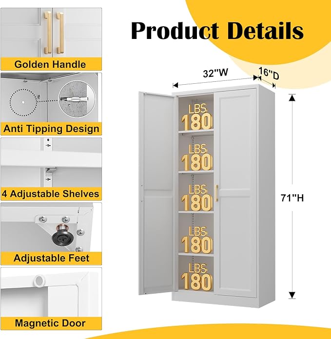 Steeloong 71"Metal Pantry Storage Cabinet - Image 3