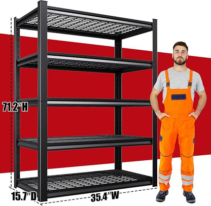 71"Hx35"Wx16"D Wire Garage Shelving-2500LBS 5 Tier Storage Shelves, Adjustable - Image 3