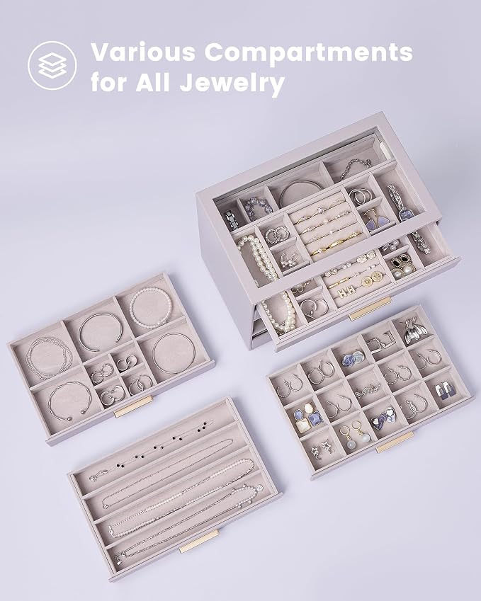 Lolalet Jewelry Box Organizer, 6-Layer Jewelry Organizers and Storage Case - Image 3