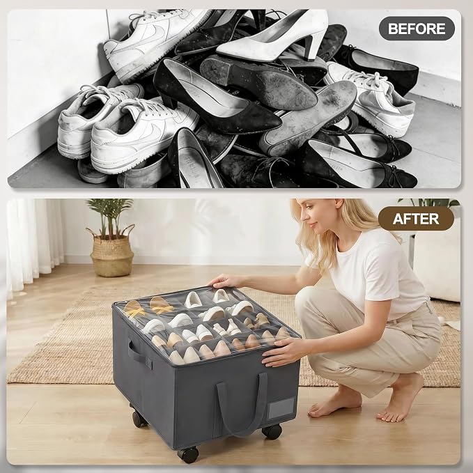 Large Shoe Organizer for Closet, 16 Pairs Shoe Storage Box - Image 7