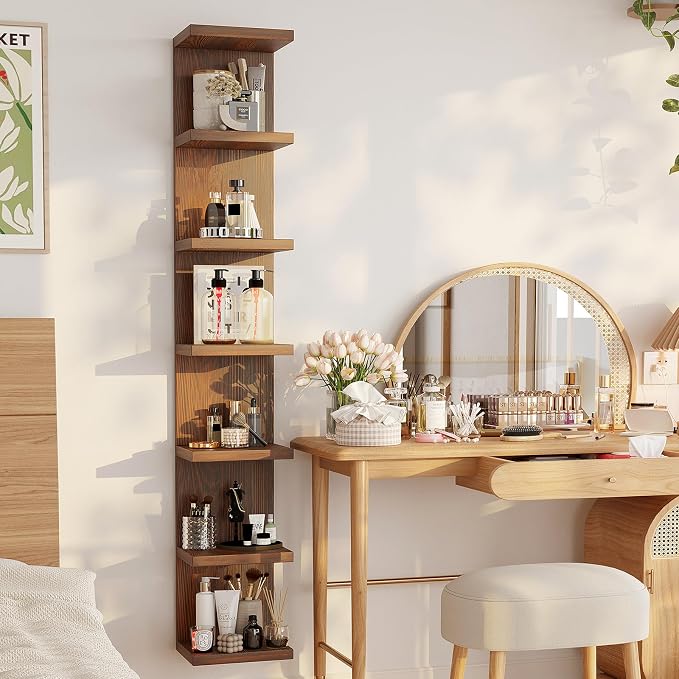 LitaEther Wood Wall Shelf Units, 7 Tier Lack Floating Shelves, Rustic Bookshelf - Image 7