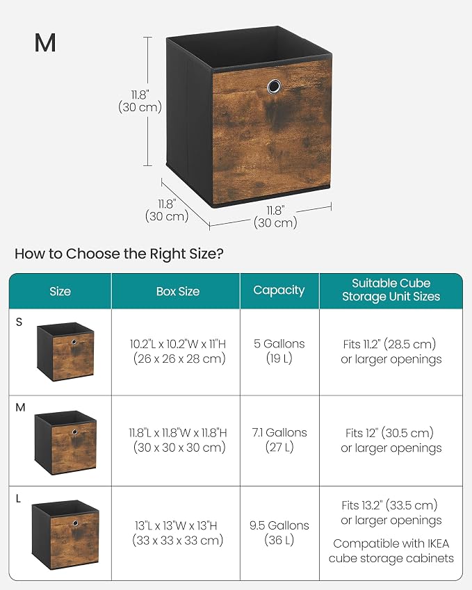 SONGMICS Storage Cubes, Foldable Fabric Storage Bins, 11.8 x 11.8 x 11.8 Inches - Image 5