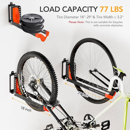 2-Pack Swivel Bike Rack Wall Mount, Bike Hangers - Image 2