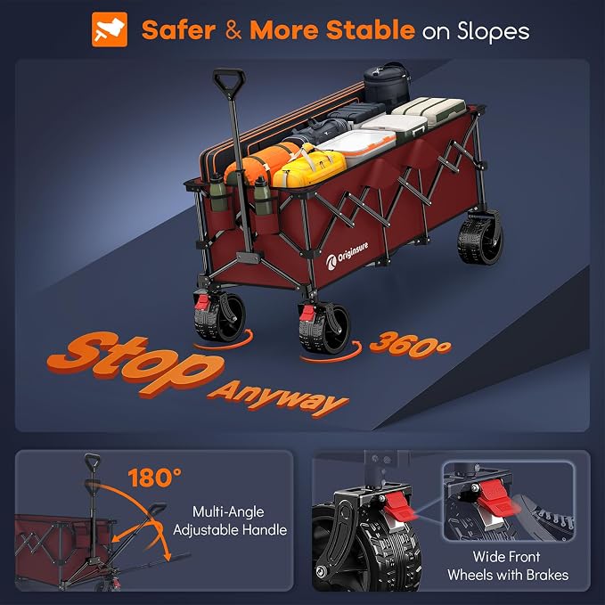 48" L Collapsible Beach Wagon Cart Foldable, 560lbs Weight Capacity 300L Heavy - Image 8