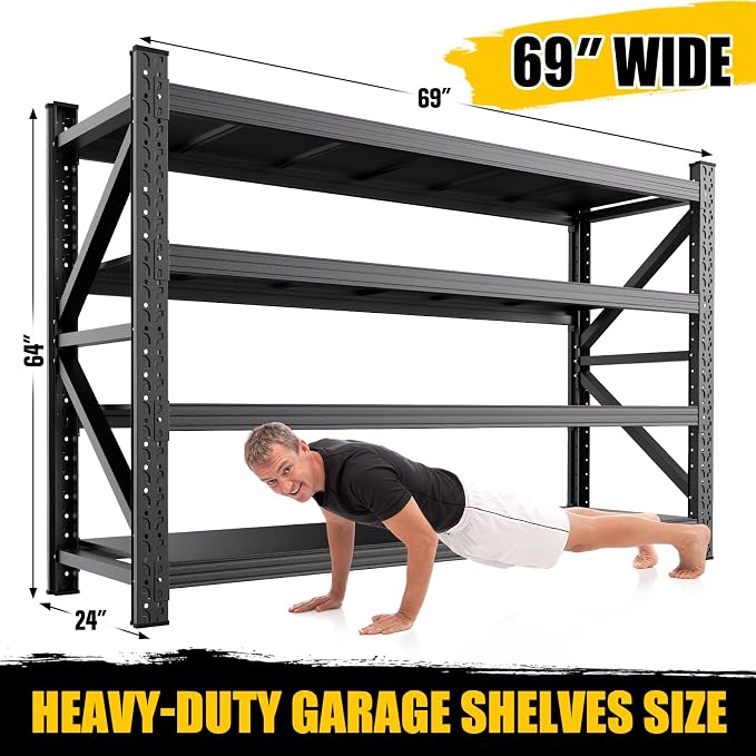 3 Set 6000LBS Heavy Duty Storage Shelves, Rust Proof Large Metal Storage Rack - Image 3