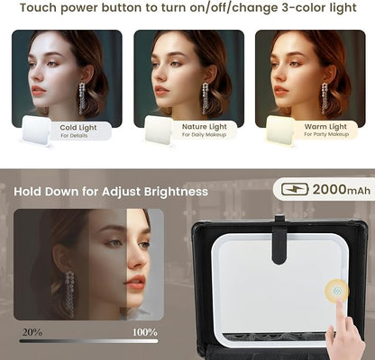 Makeup Case with Lighted Vanity Mirror, Makeup Organizer Box Travel Make up - Image 3