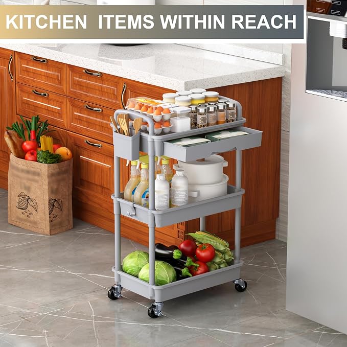 Goovilla 3 Tier Rolling Utility Cart Organizer - Image 7
