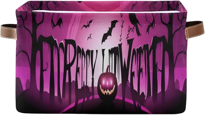 Happy Halloween Pumpkins Foldable Storage Basket, Collapsible Fabric Storage by LLCxigua