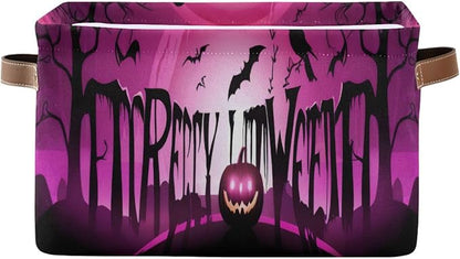 Happy Halloween Pumpkins Foldable Storage Basket, Collapsible Fabric Storage by LLCxigua