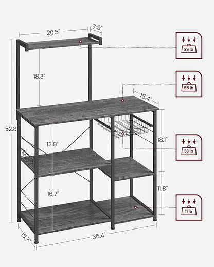 VASAGLE Baker's Rack, Microwave Stand, Kitchen Storage Rack - Image 3