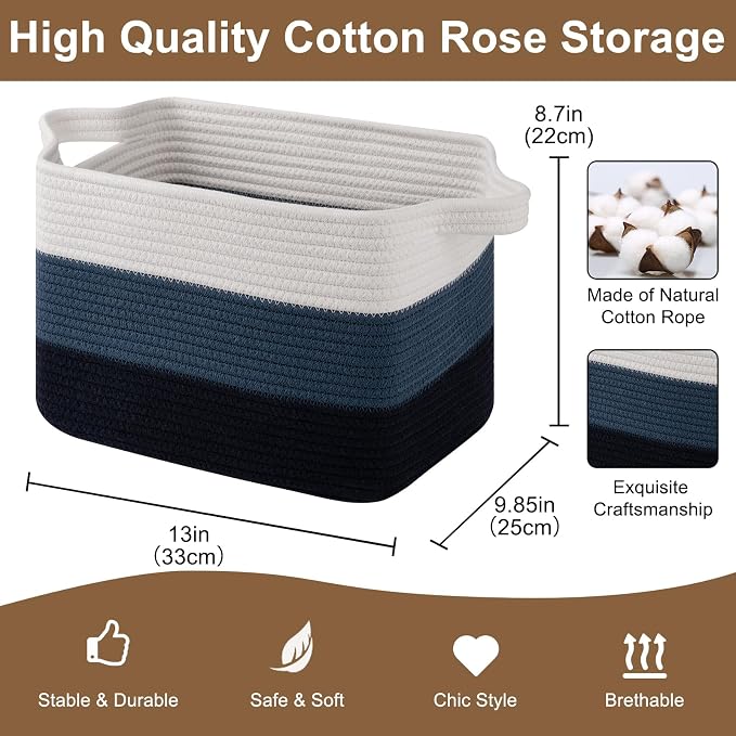 Storage Basket for Organizing, Woven Baskets for Storage, Rectangle Decorative - Image 2