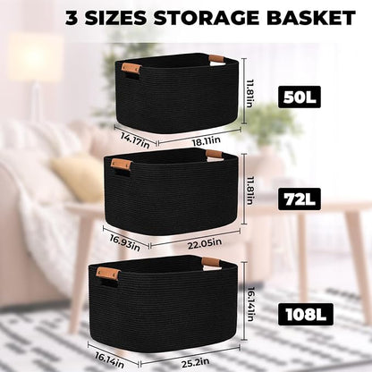 danpinera Large Woven Basket, 108 L Blanket Basket - Image 6