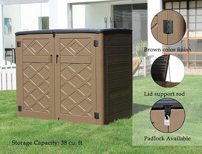 Large Horizontal Storage Sheds, 38 cu.ft Resin Garden Shed Weather Resistance - Image 3