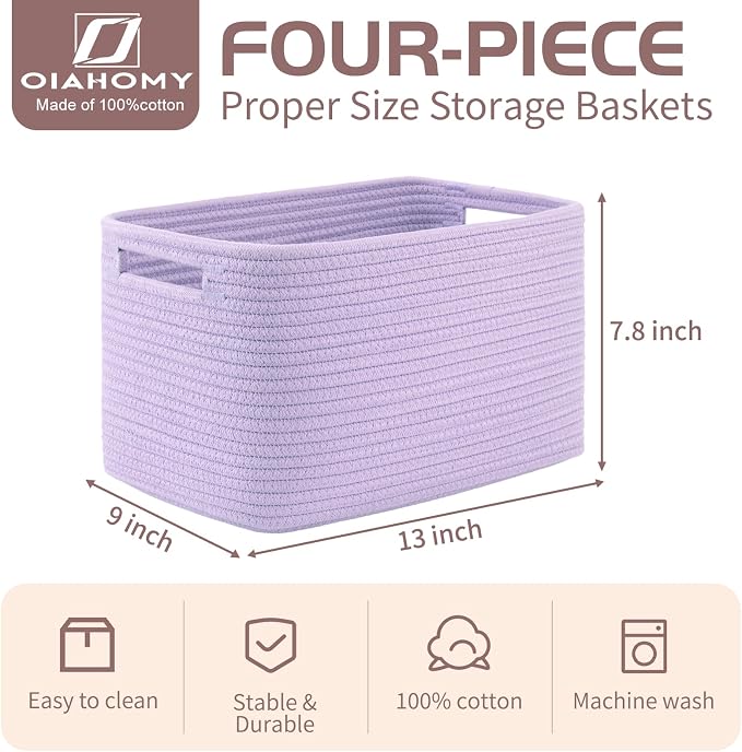 OIAHOMY 4 Pack Storage Baskets for Organizing, Cube Storage Bins for Shelves - Image 2