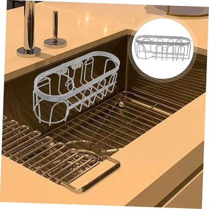 Stainless Steel Kitchen Sink Organizer Sponge Holder No Drill Iron Wire Basket - Image 8