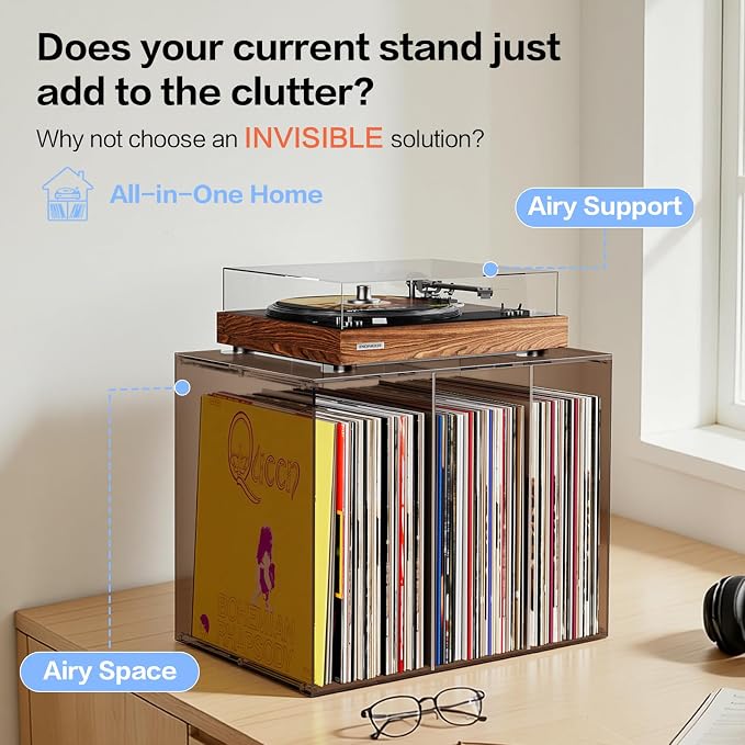 Bikoney Vinyl Record Storage, Stackable Cube Acrylic Vinyl Record Holder - Image 4