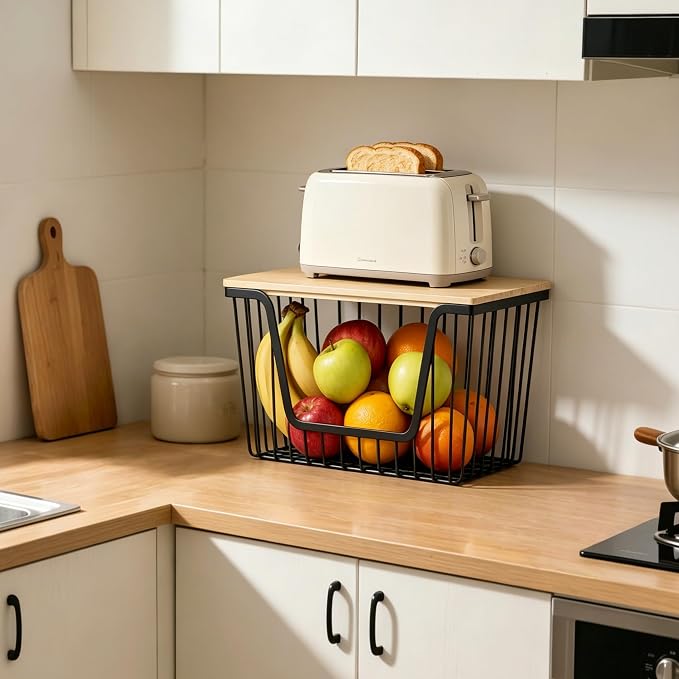 1 Pack Fruit Basket for Kitchen Counter, Stackable Pantry Organizers Storage - Image 2