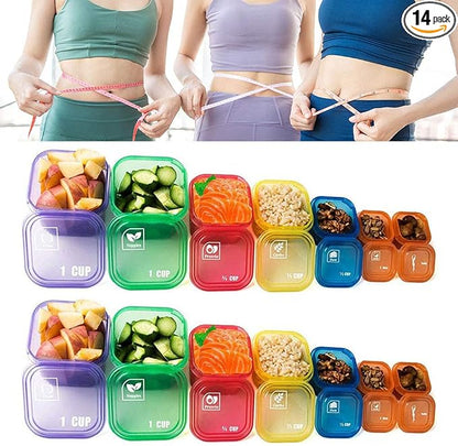 14pcs Portion Control Containers, Color & Icon Coded Meal Prep Kit by Unknown