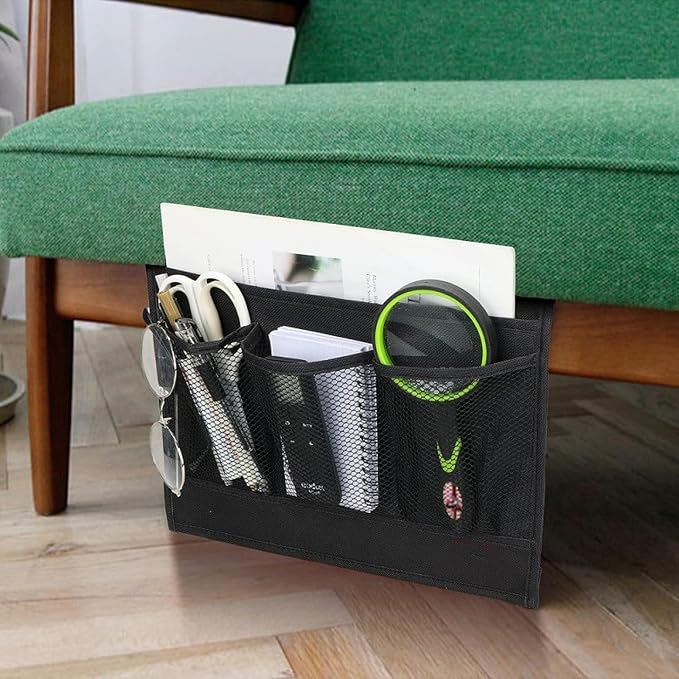 Bedside Storage Organizer with 4 Pockets, Bedside Caddy, Remote Control Holder - Image 3
