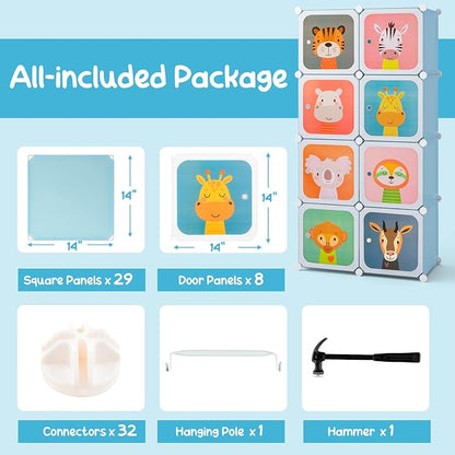 HONEY JOY Kids Wardrobe Closet, Baby Cartoon Clothes Storage Organizer - Image 7