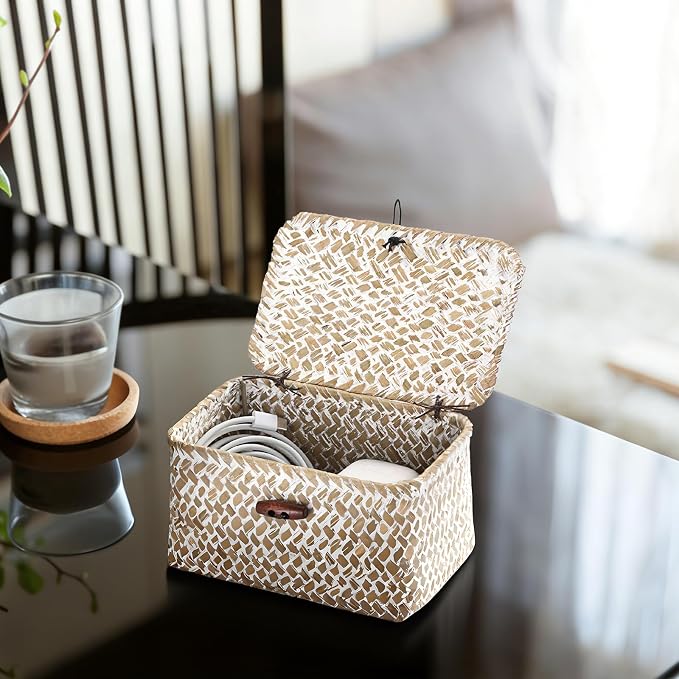 Hipiwe Wicker Shelf Basket Mini Seagrass Basket - Image 5