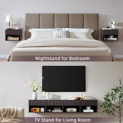 Floating Nightstand with Fluted Drawer - Image 5