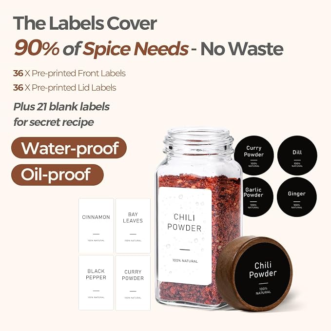 ComSaf 24Pcs Glass Spice Jars - Image 6