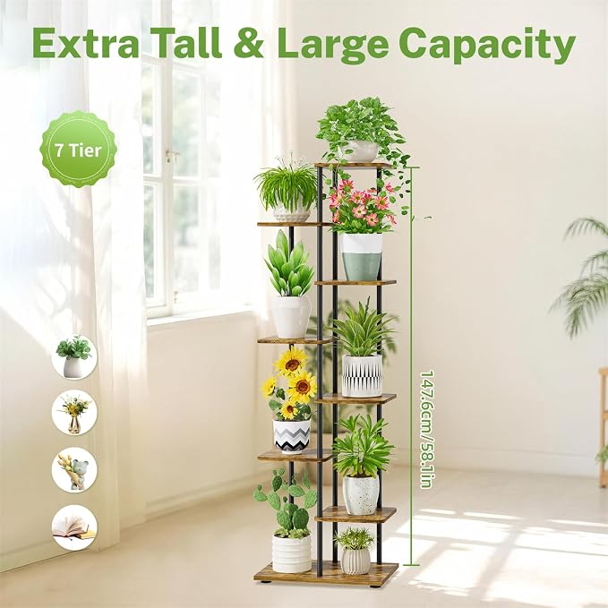 iDavosic.ly 7 Tier Tall Plant Stand Indoor, Tiered Corner Metal Wood Multiple - Image 7