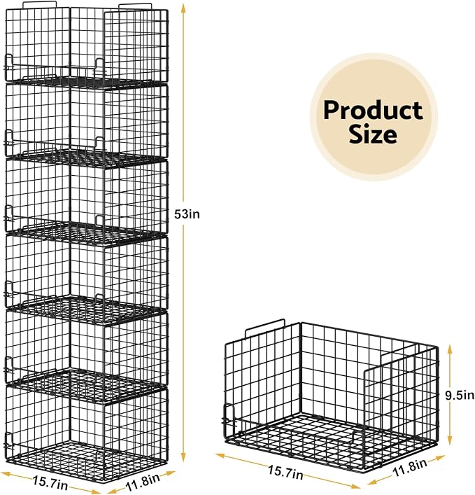 6-Tier Stackable Closet Organizers and Storage Basket - Image 5