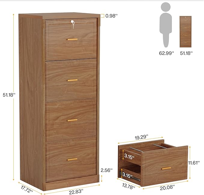 Tribesigns 4-Drawer File Cabinet - Image 2