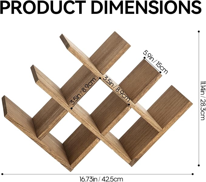 KIRIGEN Wooden Wine Rack, 8-Bottle 3-Tier Countertop Wine Holder, Holds 8 - Image 6