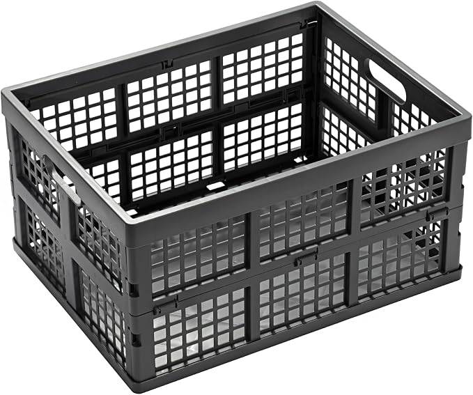 Eslite 34L Large Plastic Folding Storage Crates, Collapsible Crates - Image 2