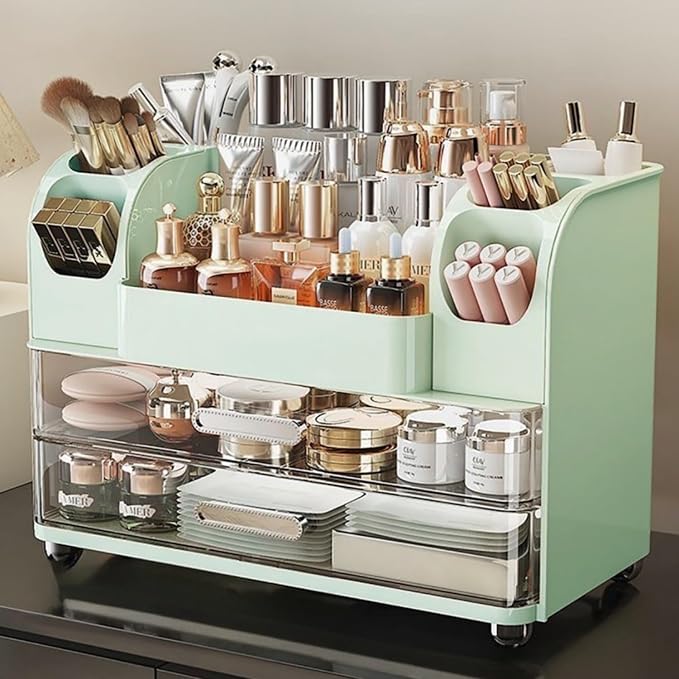 Makeup Organizer with Drawers for Vanity, Bathroom Countertop Organizer with by Heaime