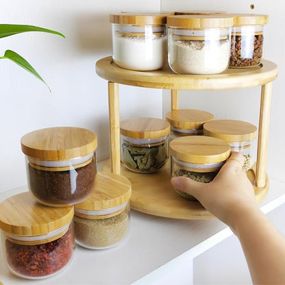 Wood Lazy Susan Organizer Bamboo 2-Tier Rotating Storage Rack – 360° Turntable - Image 6