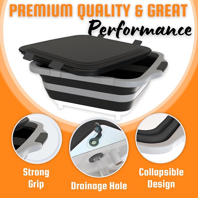 MAYALEAD BBQ Prep Tub with 2 Pcs Meat Shredder Claws, Collapsible Cutting Board - Image 2