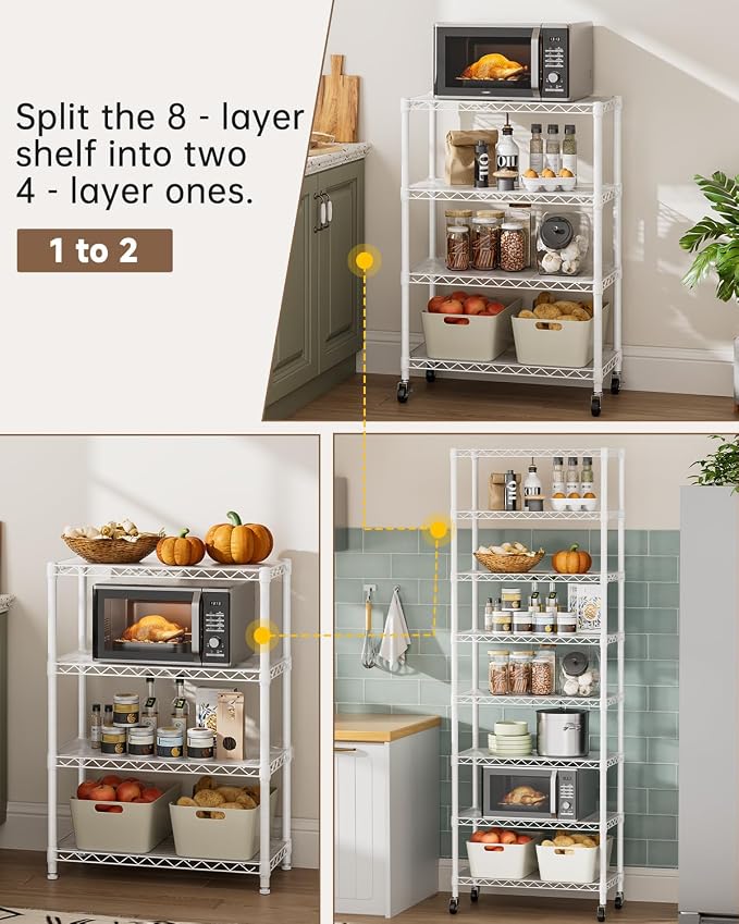 8 Tier Adjustable Storage Shelves Heavy Duty Metal Shelf Wire Shelving Unit - Image 6