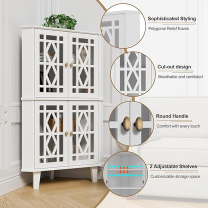Scurrty Tall Corner Shelf Stand, Large Shelf Corner Table Sideboard Cabinet - Image 5