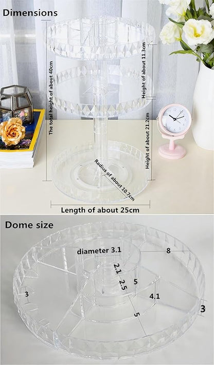 Diamond Pattern Three Layers Perfume Organizer, 360 Rotating Diamond Cosmetic - Image 7