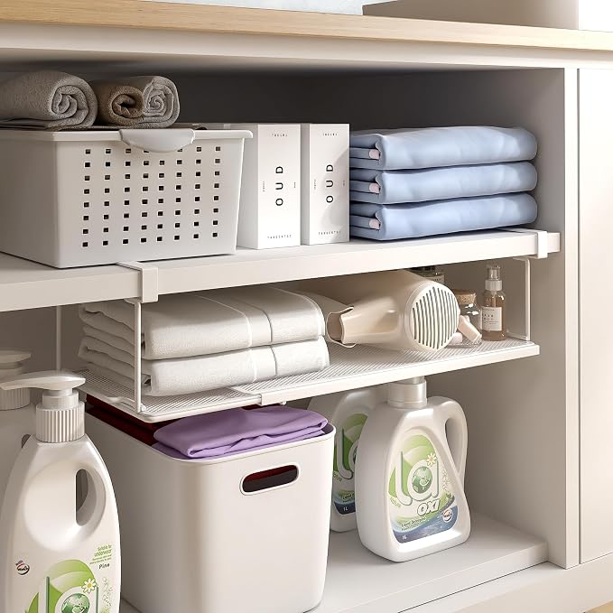 Expandable Under Cabinet Shelf, Extendable Under Shelf Storage - Image 6
