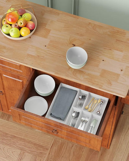 Kitchen Island with Drop Leaf and Storage, on Wheels Two Drawers, Large Storage - Image 5
