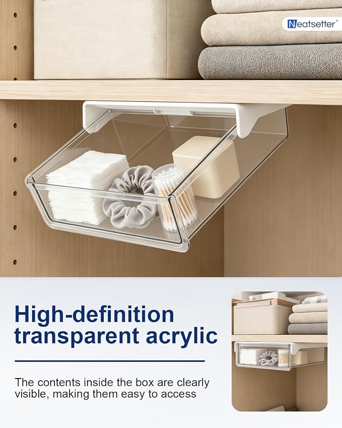 Clear Storage Drawer – 25° Tilted Front, Self-Adhesive Organizer - Image 3