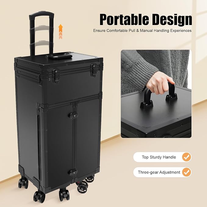 Cosmetic Train Case, Makeup Organizer Travel Case - Image 3